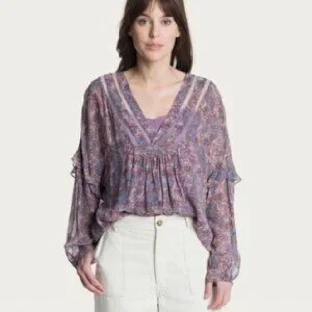 Frye Violet Paisley Flowy Women's Top Small